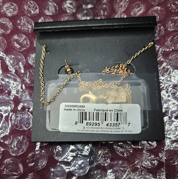 Coach Open Circle Necklace & Tea Rose Stud Earrings Set - Picture 10 of 15